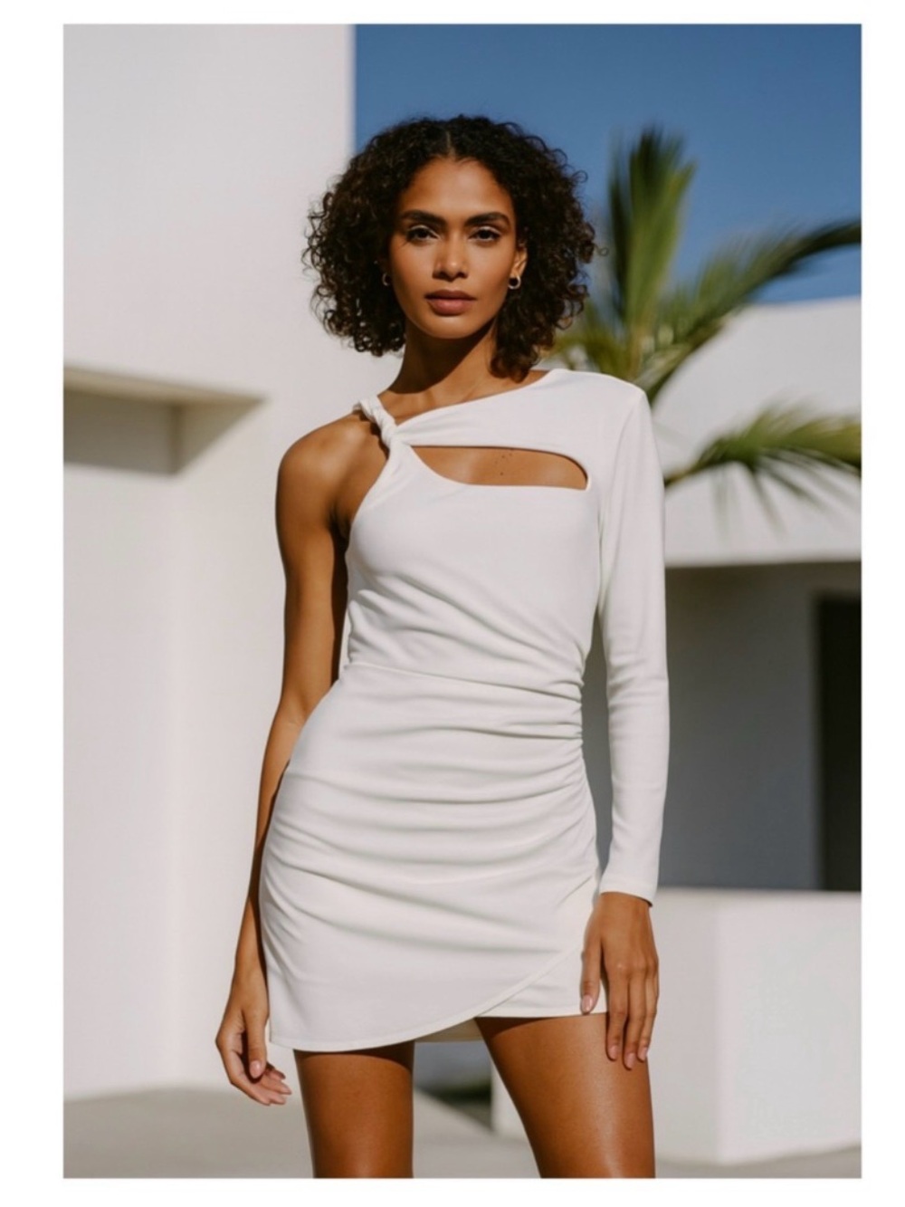 BNWT Zara White One-Shoulder Cutout Mini Dress Sz Xs